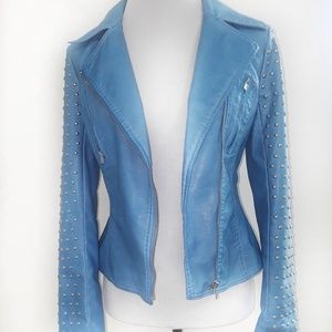 Light blue faux leather jacket
